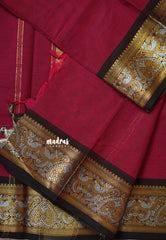 Beet Pink - Karthigai silk cotton heart and peacock border