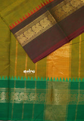 Dual Shade Green - Karthigai silk cotton peacock Ganga jamuna border