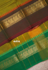 Dual Shade Green - Karthigai silk cotton peacock Ganga jamuna border