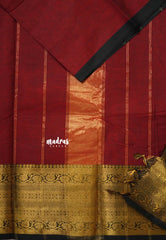 Reddish Maroon - Karthigai silk cotton plain body flower with zari  border