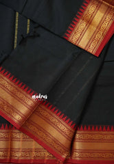 Black  - Karthigai silk cotton small Bavanji Flower border