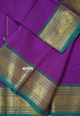 Magenta Violet - Karthigai silk cotton Peacock Border