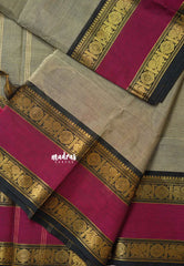 Pastel Grey - Karthigai silk cotton Rettapet rudraksham and peacock border