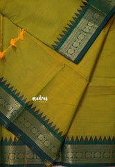 Dual Shade Green - Karthigai silk cotton rudraksha with temple weaving border