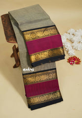 Pastel Grey - Karthigai silk cotton Rettapet rudraksham and peacock border