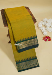 Dual Shade Green - Karthigai silk cotton rudraksha with temple weaving border