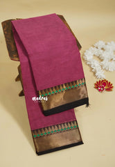 Onion Pink - Karthigai silk cotton plain body with getti border
