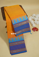Yellowish Orange - Karthigai silk cotton temple and rettapata rudraksham border