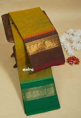 Dual Shade Green - Karthigai silk cotton peacock Ganga jamuna border