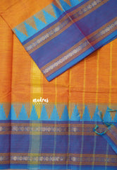 Yellowish Orange - Karthigai silk cotton temple and rettapata rudraksham border