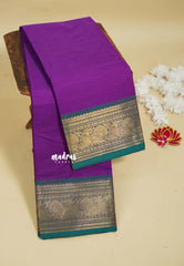 Magenta Violet - Karthigai silk cotton Peacock Border
