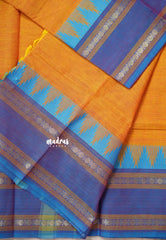 Yellowish Orange - Karthigai silk cotton temple and rettapata rudraksham border