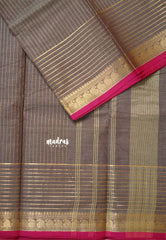 Graphite Grey - Karthigai silk cotton with golden stripes weaving