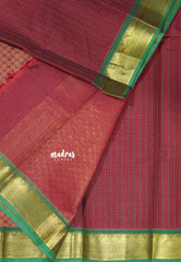 Majestic Maroon - Premium Karthigai silk cotton dotted stripes body with rich pallu