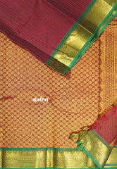 Majestic Maroon - Premium Karthigai silk cotton dotted stripes body with rich pallu