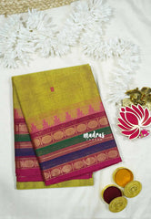 Chutney Green - Karthigai silk cotton multicolor border rudraksham