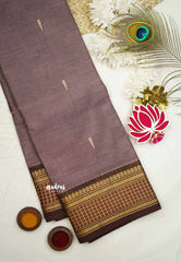 Karthigai silk cotton checks weaving border - Grape purple