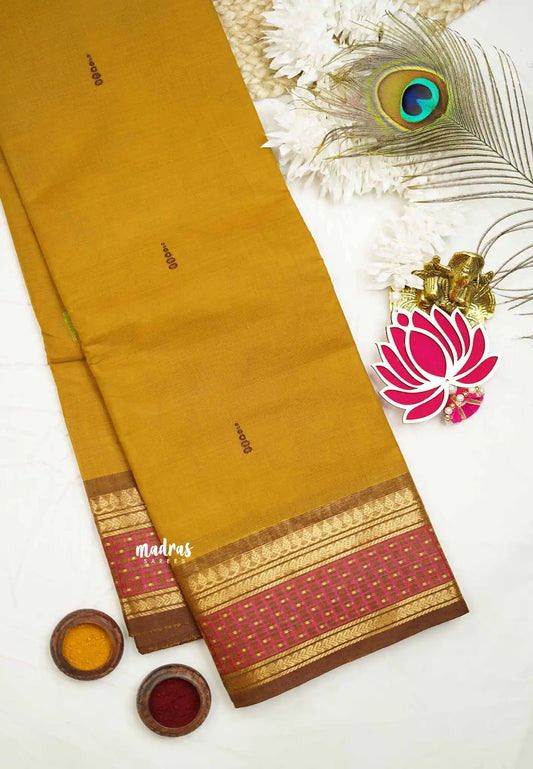 Karthigai silk cotton checks weaving border - yellow ochre