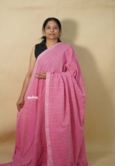 Stripes khadi linen Flamingo Rose Pink - VJ Ramya shared