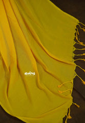 Canary Yellow - Kotravai - Plain khadi with linen blouse combo - Perfect for Regular Wear