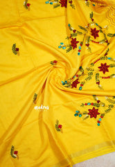 Mango Yellow - Khadi silk - Lucknow hand embroidery work