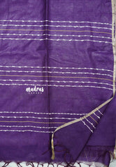 khadi silk with thread buttas and tiny border - Purple