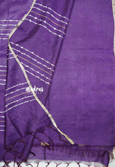 khadi silk with thread buttas and tiny border - Purple