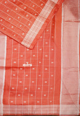 Soft Orange Peach - Khadi Silk Saree with Thread Woven Border - Best for Office Wear