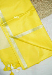 khadi silk small tissue border with tissue pallu - Yellow