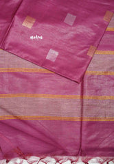 khadi silk with gold silver weaving buttas - Magenta