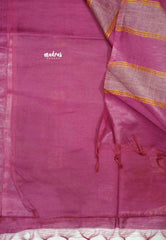 khadi silk with gold silver weaving buttas - Magenta