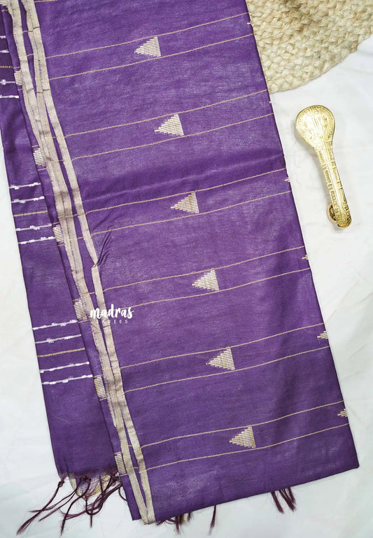 khadi silk with thread buttas and tiny border - Purple