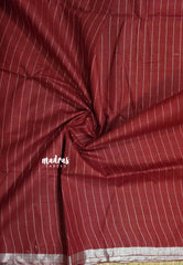 Maroon - khadi silk small tissue border with tissue pallu