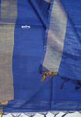 khadi silk stripes body tissue border with sequence pallu - MS Blue