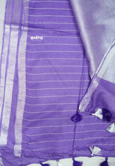 Lavender purple - khadi silk small tissue border with tissue pallu