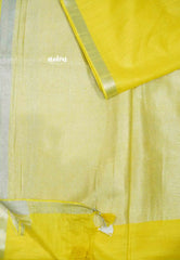 khadi silk small tissue border with tissue pallu - Yellow