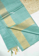 khadi silk stripes body tissue border with sequence pallu - Teal blue