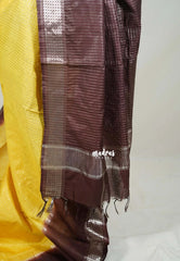Mango Yellow - Khadi Silk Saree Zari Checks Weaving Body with Contrast Pallu and Blouse - Best for Small Functions | Temple Visit