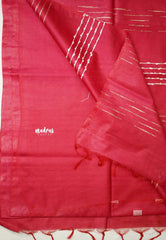 khadi silk self weaving with sequence pallu - Reddish pink