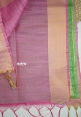 khadi silk stripes body and tissue border with sequence pallu - Pastel green