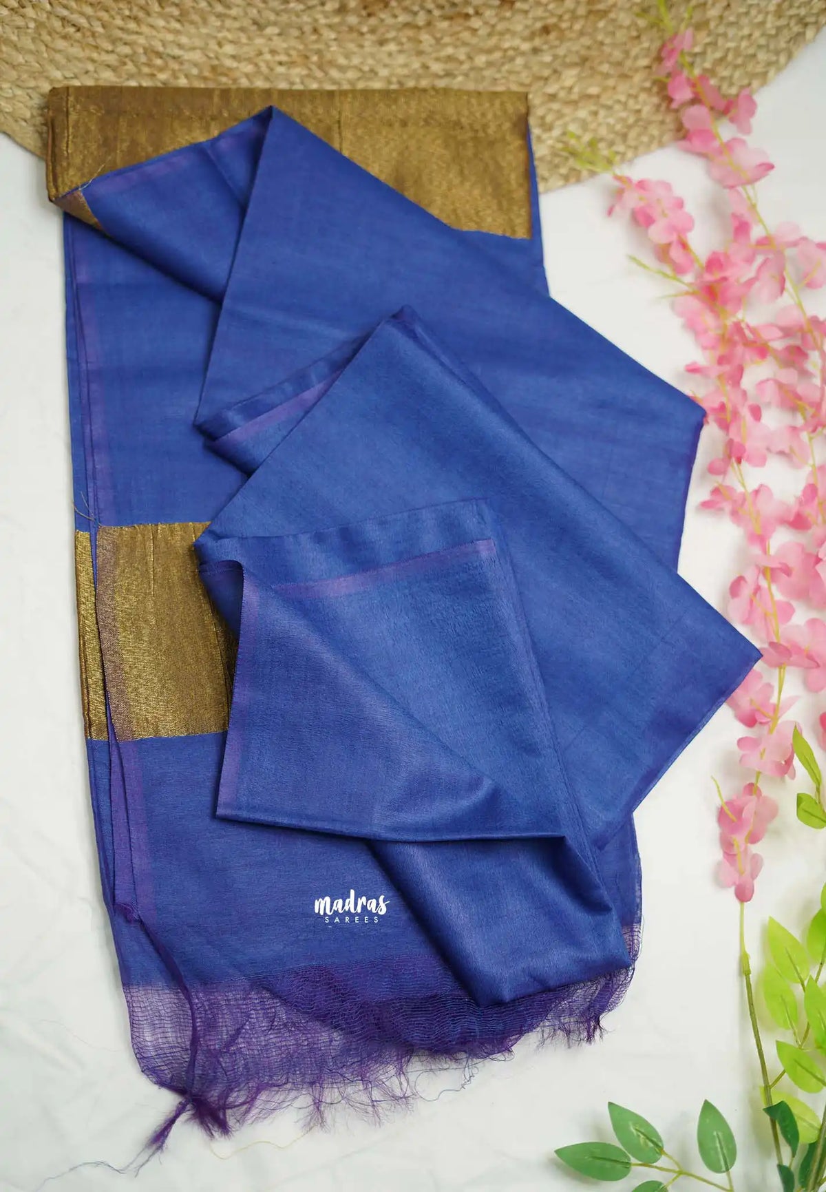 Seetha khadi silk plain blue dual shade