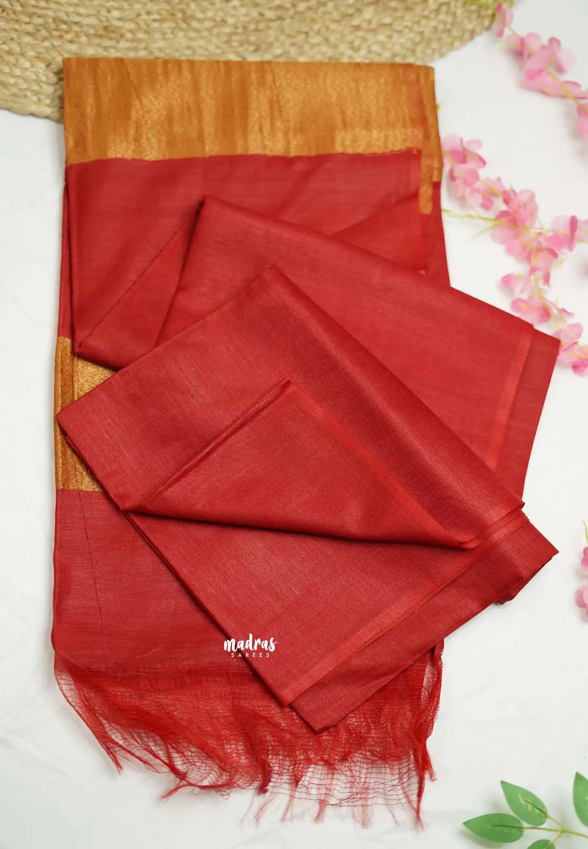 Seetha khadi silk plain red