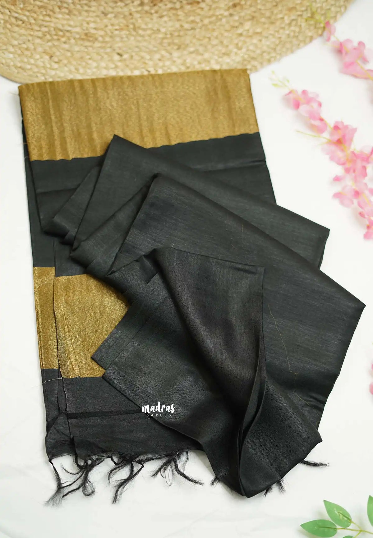 Seetha khadi silk plain black