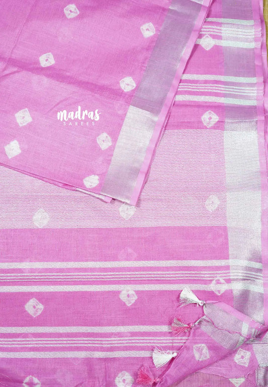 Rose pink - khadi silk with shibori prints