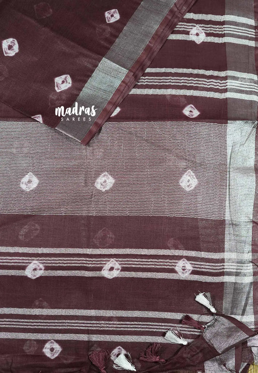 Chocolate brown - khadi silk with shibori prints