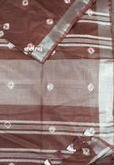 Coffee Brown - khadi silk with shibori prints