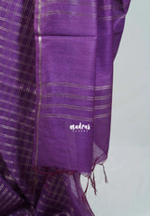Jamun Purple - Khadi Silk Saree with Zari Checks Weaving Body and Plain Border - Best for Small Functions | Temple Visit