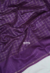 Jamun Purple - Khadi Silk Saree with Zari Checks Weaving Body and Plain Border - Best for Small Functions | Temple Visit