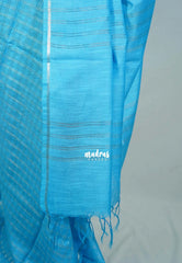Sky Blue - Khadi Silk Saree with Zari Checks Weaving Body and Plain Border - Best for Small Functions | Temple Visit