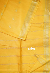 Marigold Yellow - Khadi Silk Saree Mangalgiri Border with Buttas - Best for Simple Funtions